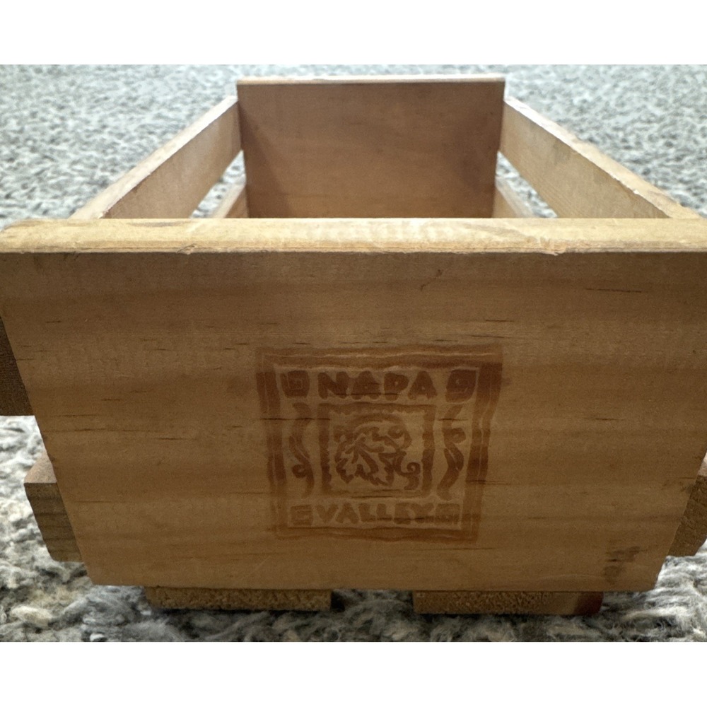 Vtg. Napa Valley Box Co. 12 Cassette Tape Real Wood‎ Storage Holder/Rack Retro